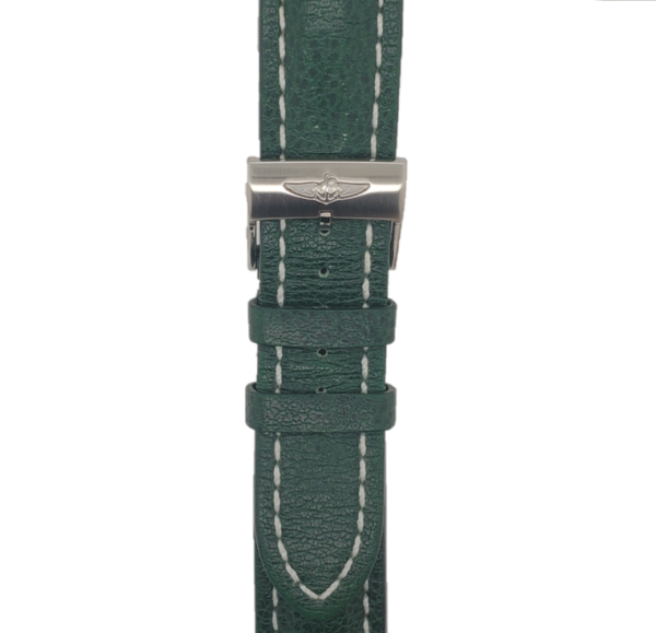 Breitling Green White Stitched Strap Front
