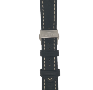 Fortis Swiss Black Strap White Stitched Front