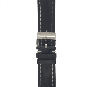 Breitling Black White Stitched Strap 20-18mm Front