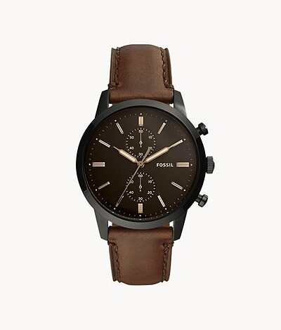 FOSSIL Townsman 44 mm Chronograph Brown Leather Watch FS5437