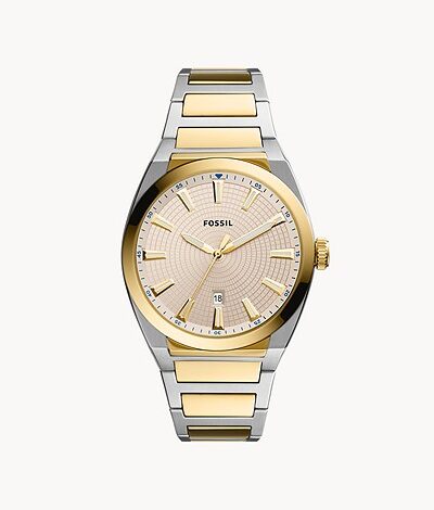 FOSSIL Everett Three-Hand Date Two-Tone Stainless Steel Watch FS5823