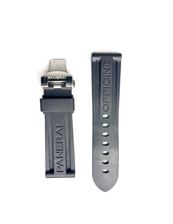 Panerai Black Rubber Watch Strap with Deployant Clasp