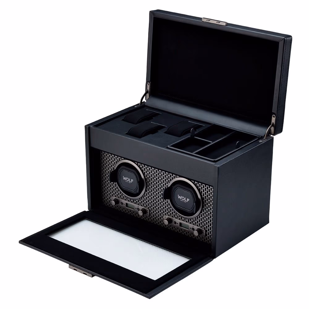 WOLF Axis Double Watch Winder With Storage (469303) - Image 3