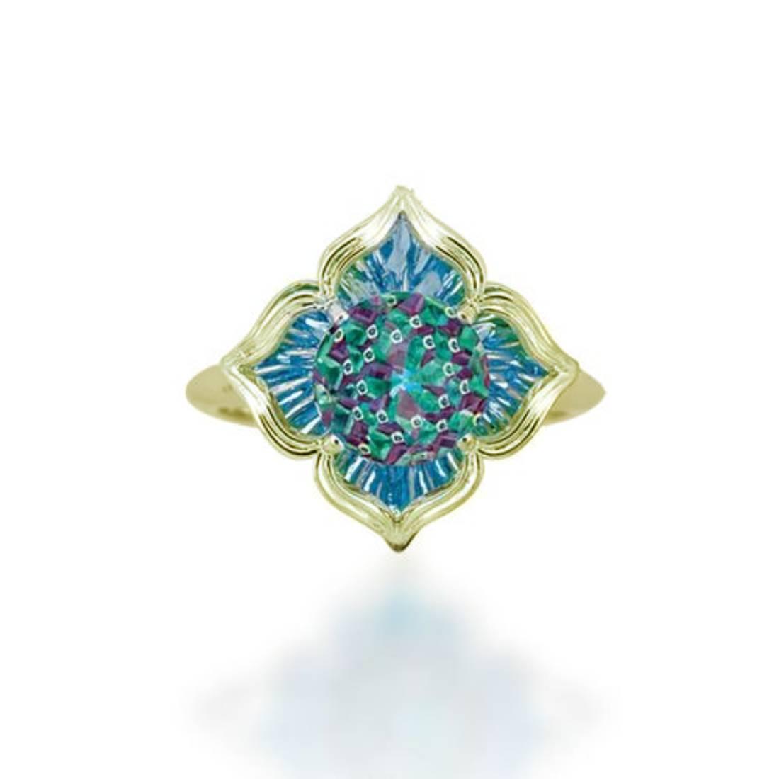 Galatea DavinChi 14KT Yellow Gold Blue Topaz Ring - Image 2