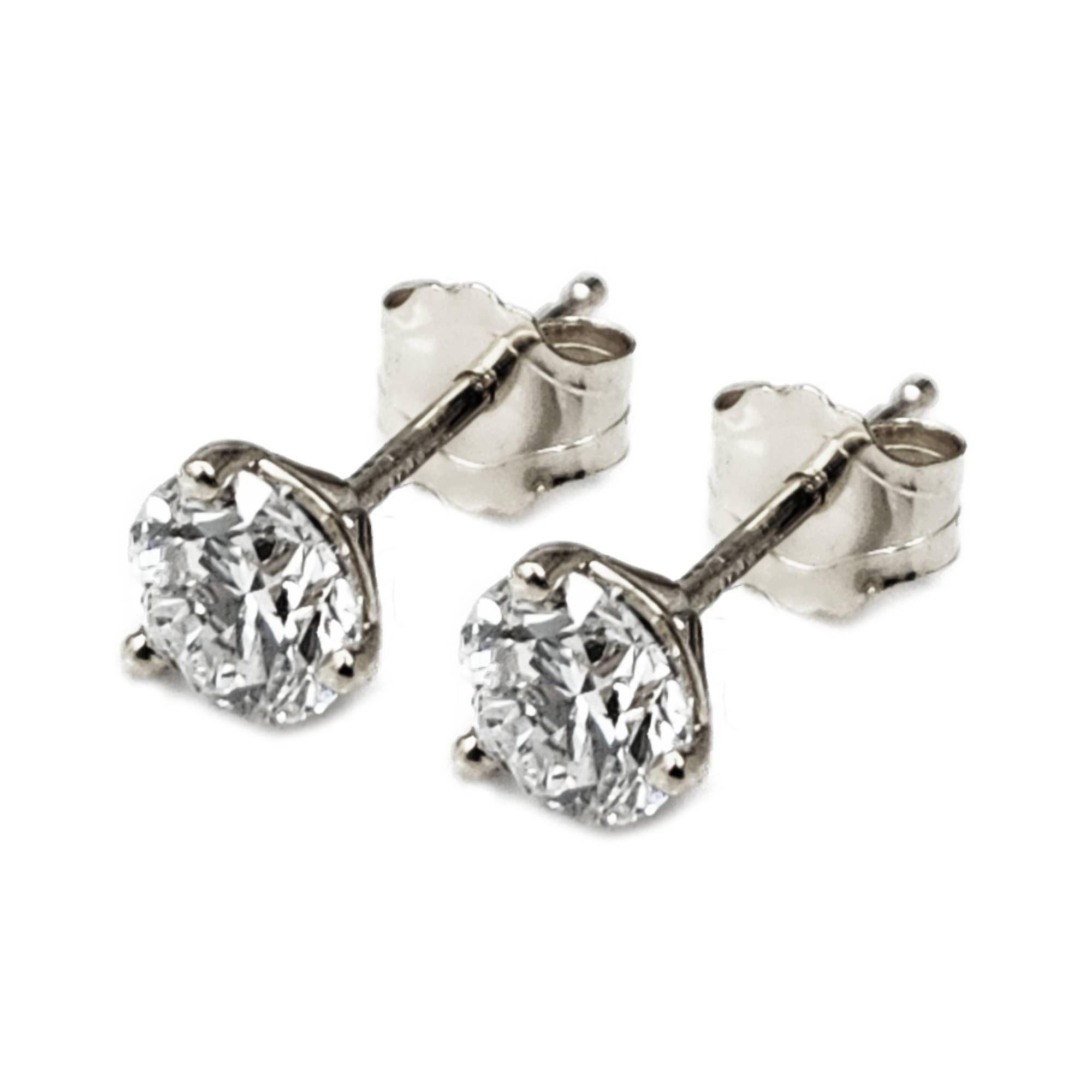 14KT White Gold Gold 1.5CT TW Diamond Solitaire Stud Earrings