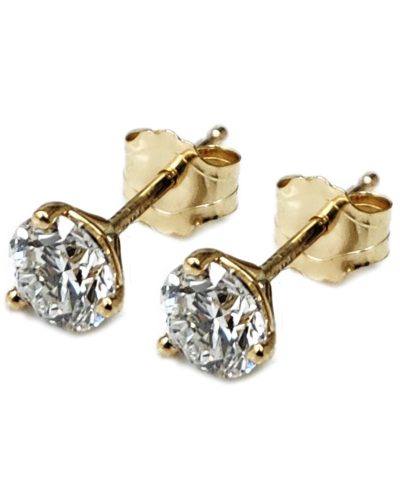 14KT Yellow Gold 1.5CT TW Diamond Solitaire Stud Earrings