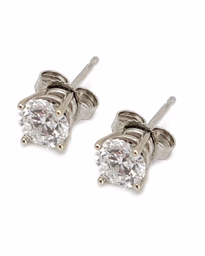 14KT White Gold 0.88CT TW Diamond Solitaire Stud Earrings
