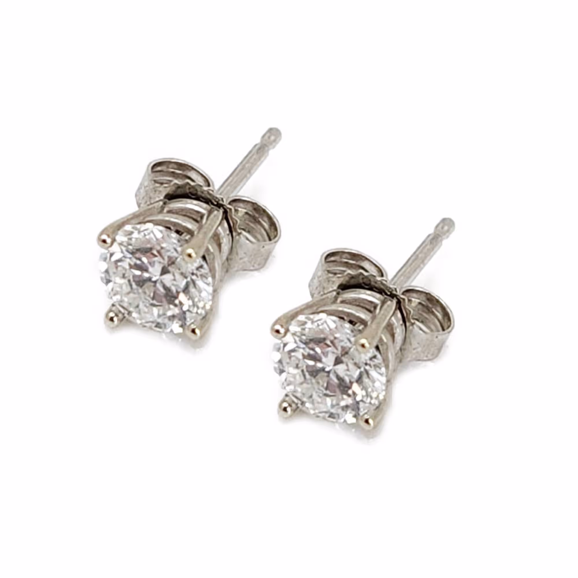 14KT White Gold 0.88CT TW Diamond Solitaire Stud Earrings
